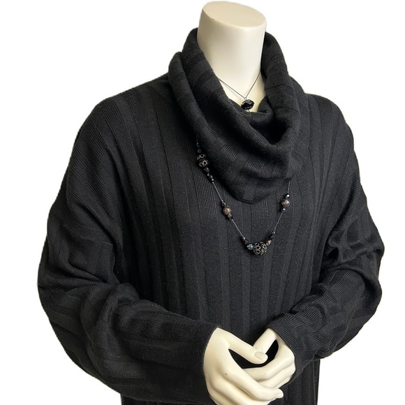 Kathryn Deene Sweaters - Kathryn Deene NY Vintage Cowl Neck Ribbed Sweater Wool-Blend Black 22/24